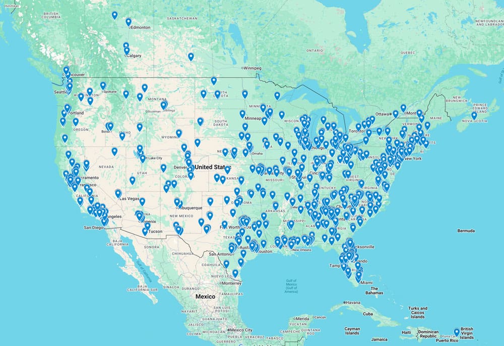AMFS locations served map